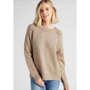 Vigoss Braided Pullover Sweater in Mushroom XL